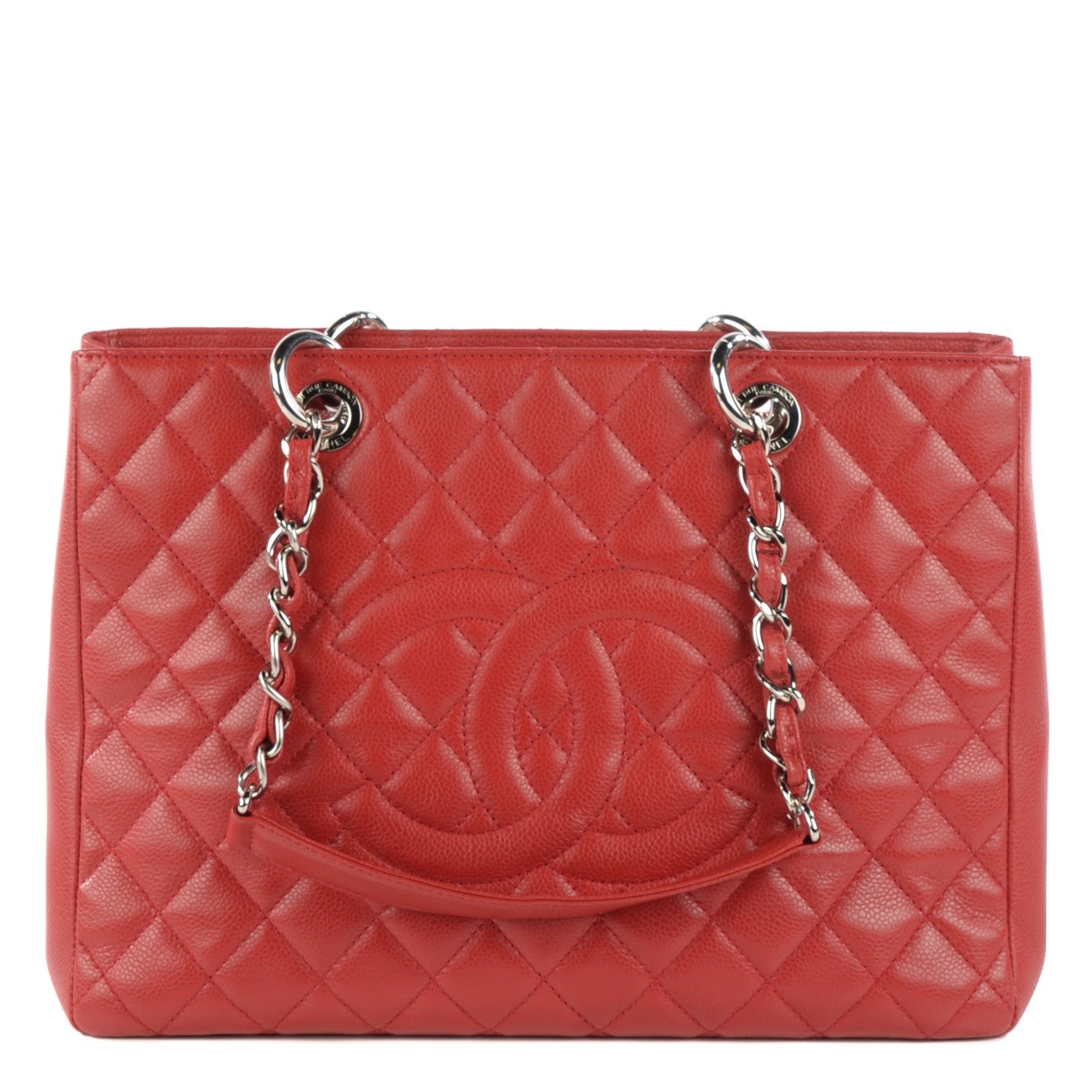 Chanel Caviar Quilted Grand Shopping Tote GST Red 1 of 7