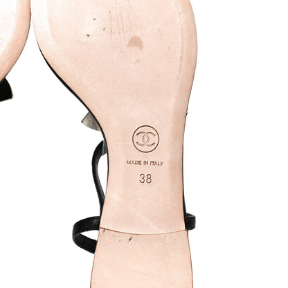Chanel Calfskin CC Thong Sandals 38 Black 8 of 11