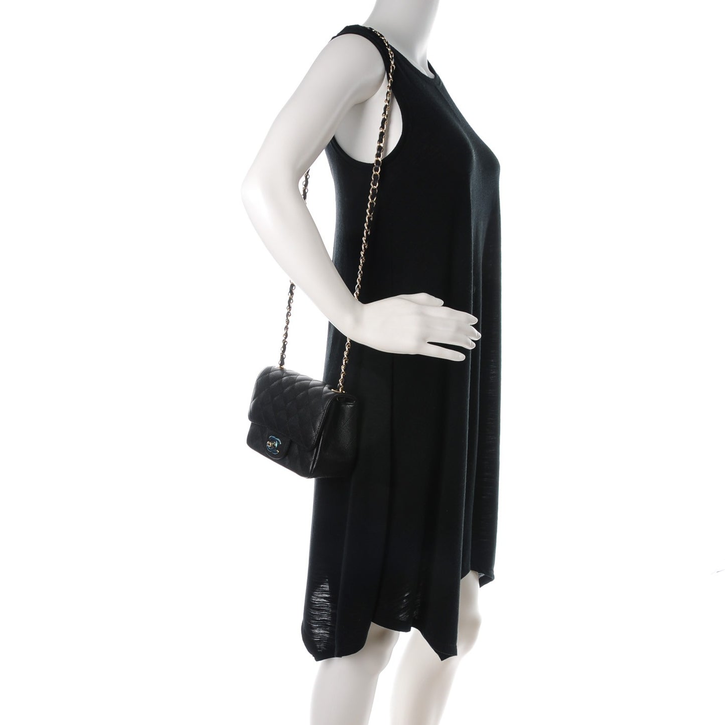 Caviar Quilted Mini Square Flap Black