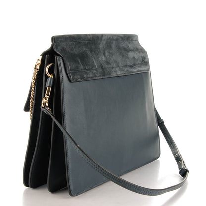 Chloe Suede Calfskin Medium Faye Shoulder Bag Silver Blue 3 of 11