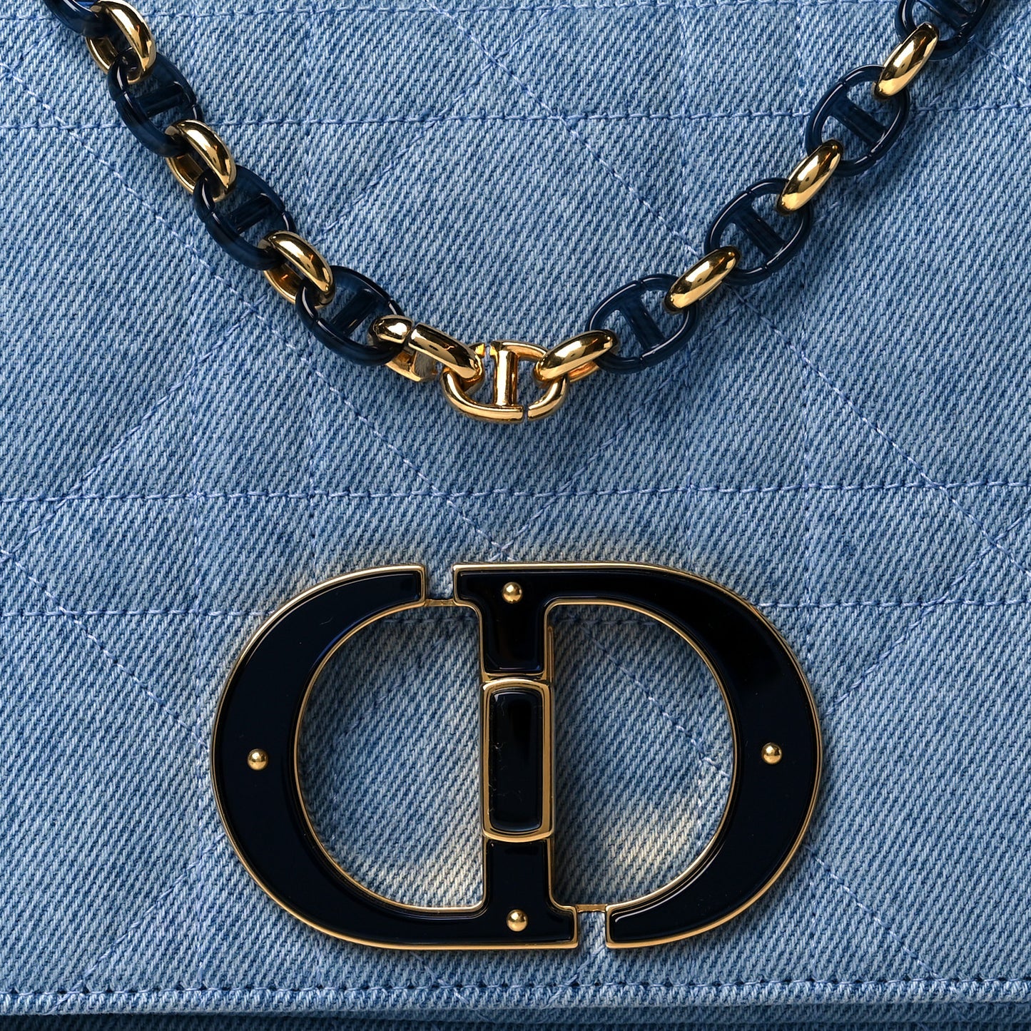 Denim Macrocannage Medium Caro Bag Blue