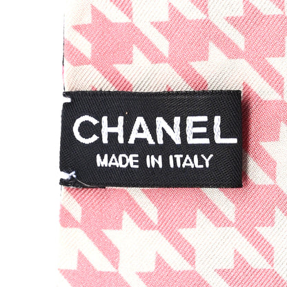 Chanel Silk Twill Houndstooth Slim Bandeau Scarf Black Fuchsia Pink Beige 3 of 3