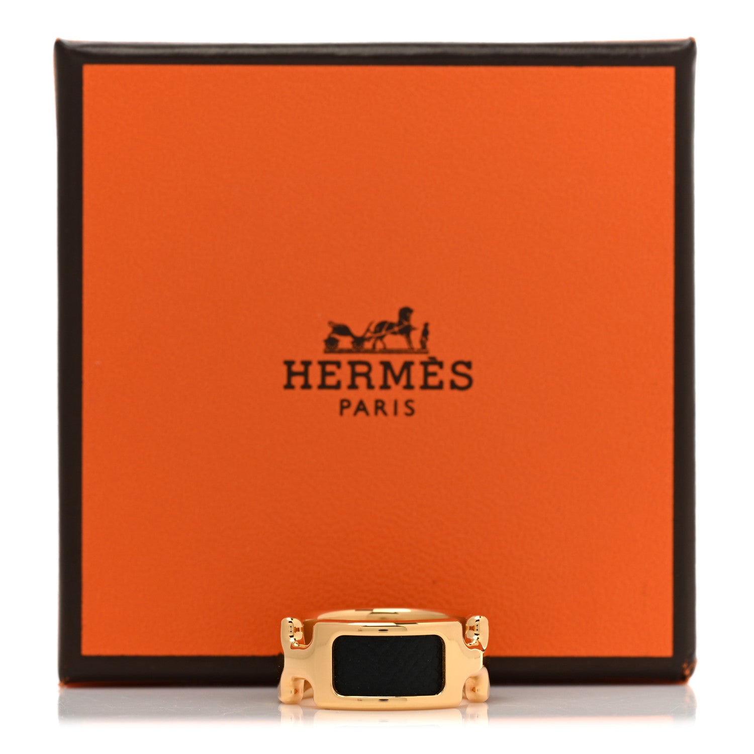 Hermes Madame Calfskin Small Olympe Ring S 52 6 Black 5 of 5