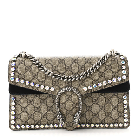 GG Supreme Monogram Crystal Small Dionysus Shoulder Bag Black