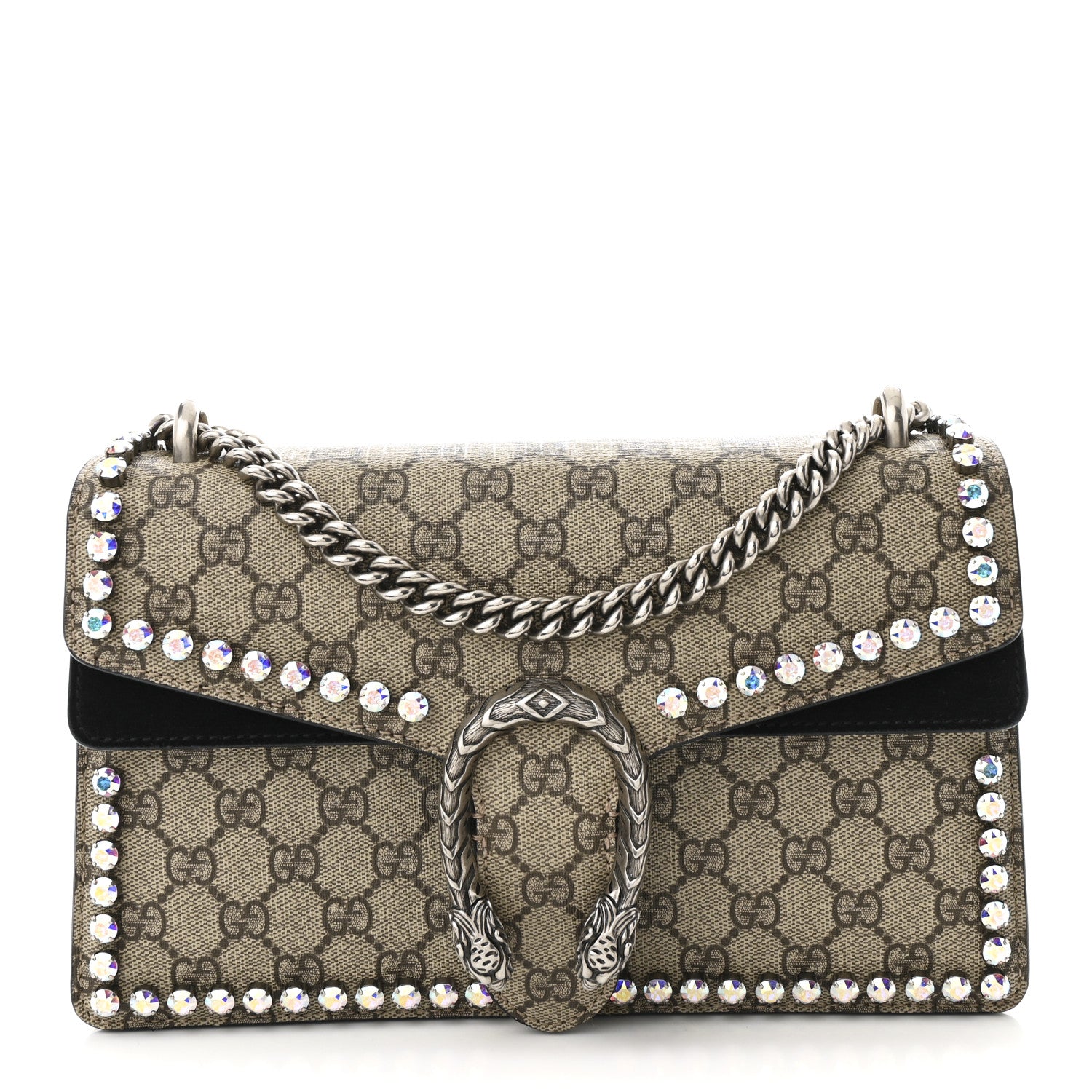 Gucci GG Supreme Monogram Crystal Small Dionysus Shoulder Bag Black 1 of 12