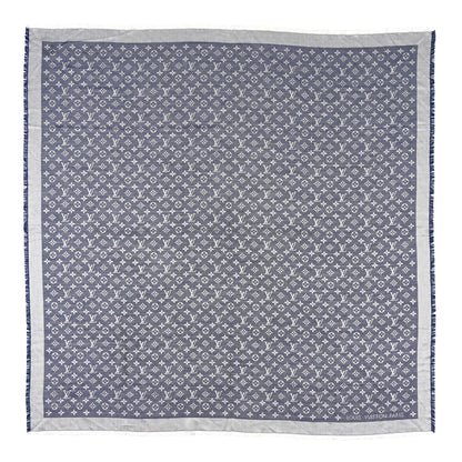 Louis Vuitton Silk Wool Monogram Denim Shawl Blue 1 of 6