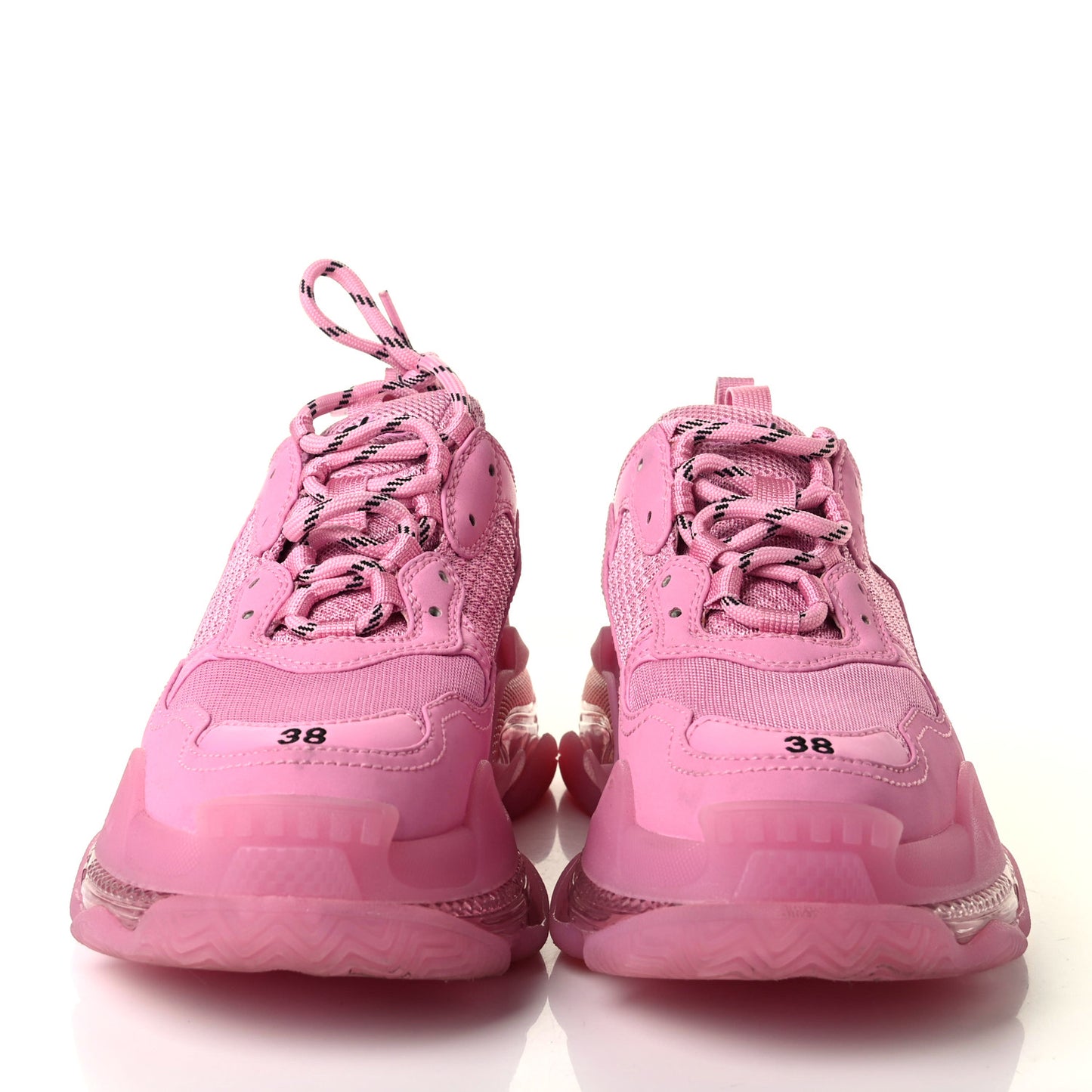 Fabric Mesh Clear Sole Womens Triple S Sneakers 38 Pink