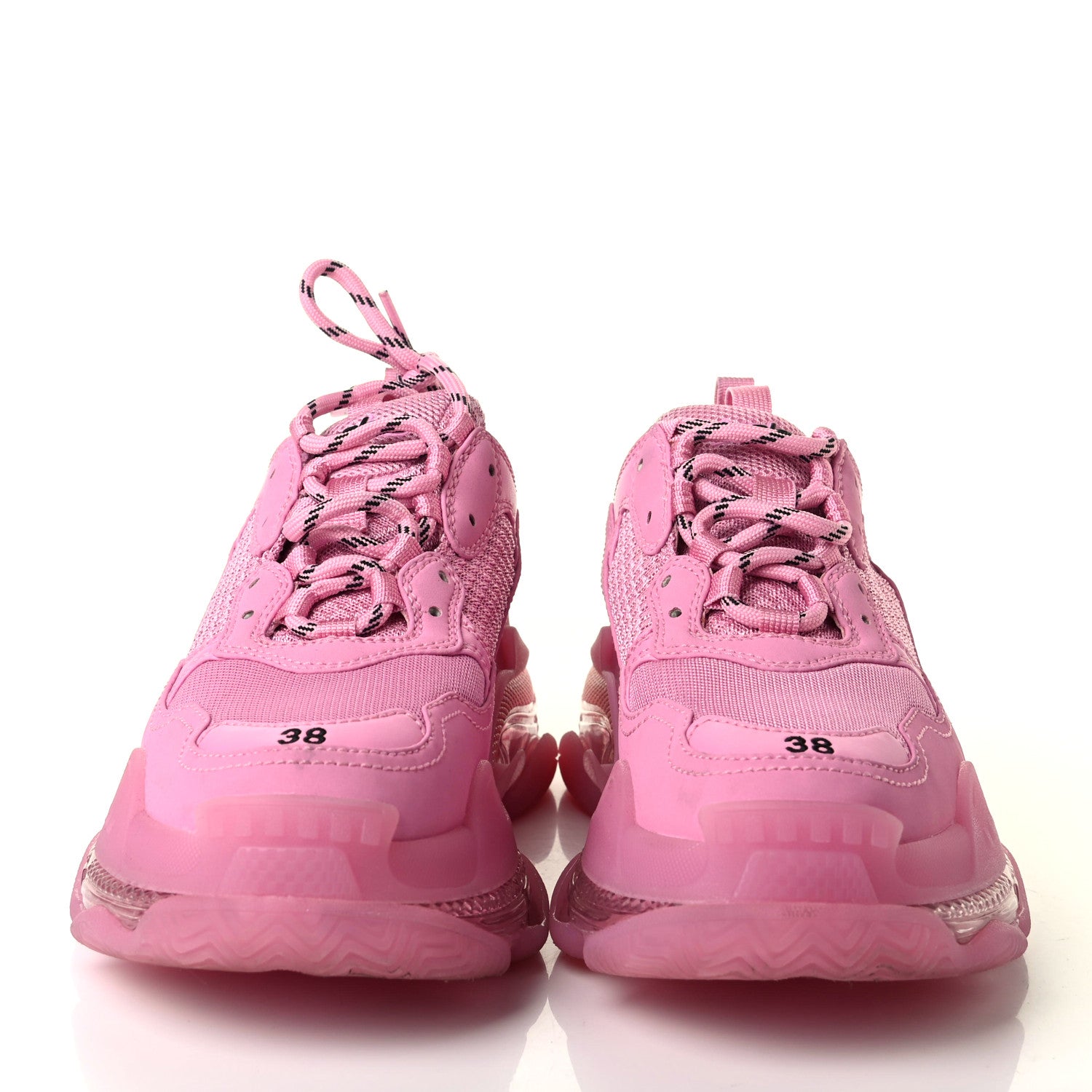 Balenciaga Fabric Mesh Clear Sole Womens Triple S Sneakers 38 Pink 2 of 12