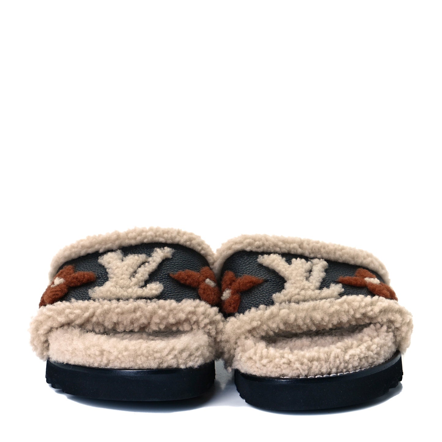 Shearling Calfskin Paseo Flat Comfort Mule 38 Beige