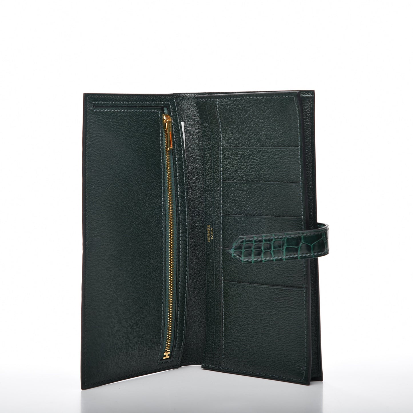 Shiny Alligator Bearn Wallet Vert Fonce
