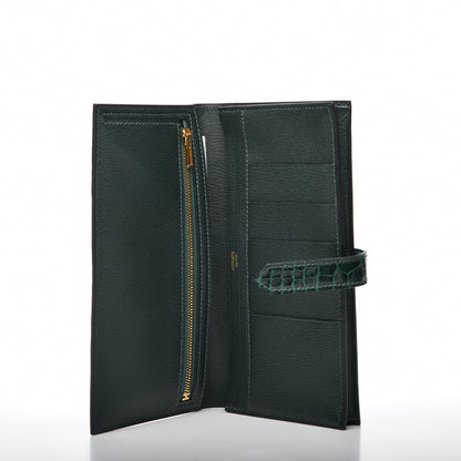 Hermes Shiny Alligator Bearn Wallet Vert Fonce 4 of 8