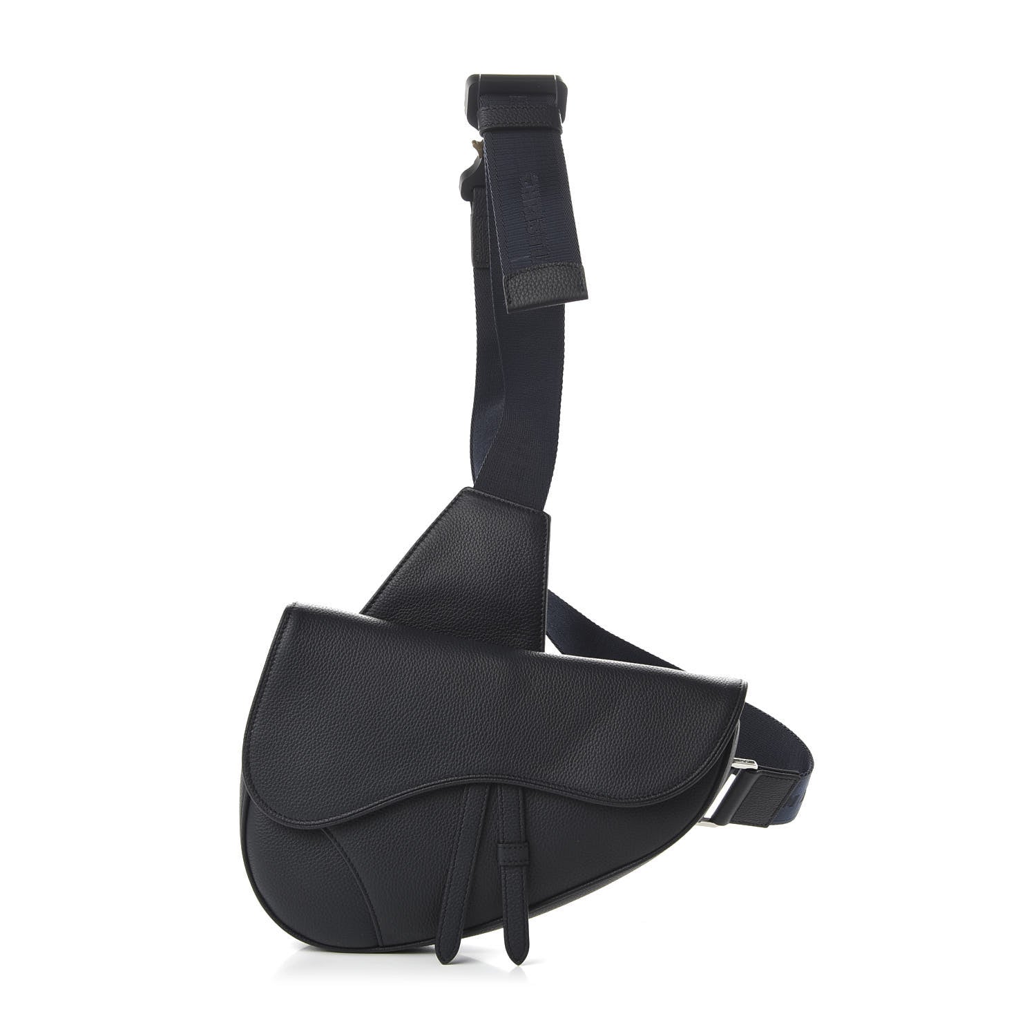 Christian Dior Grained Calfskin Saddle Bag Navy Blue 1 of 9