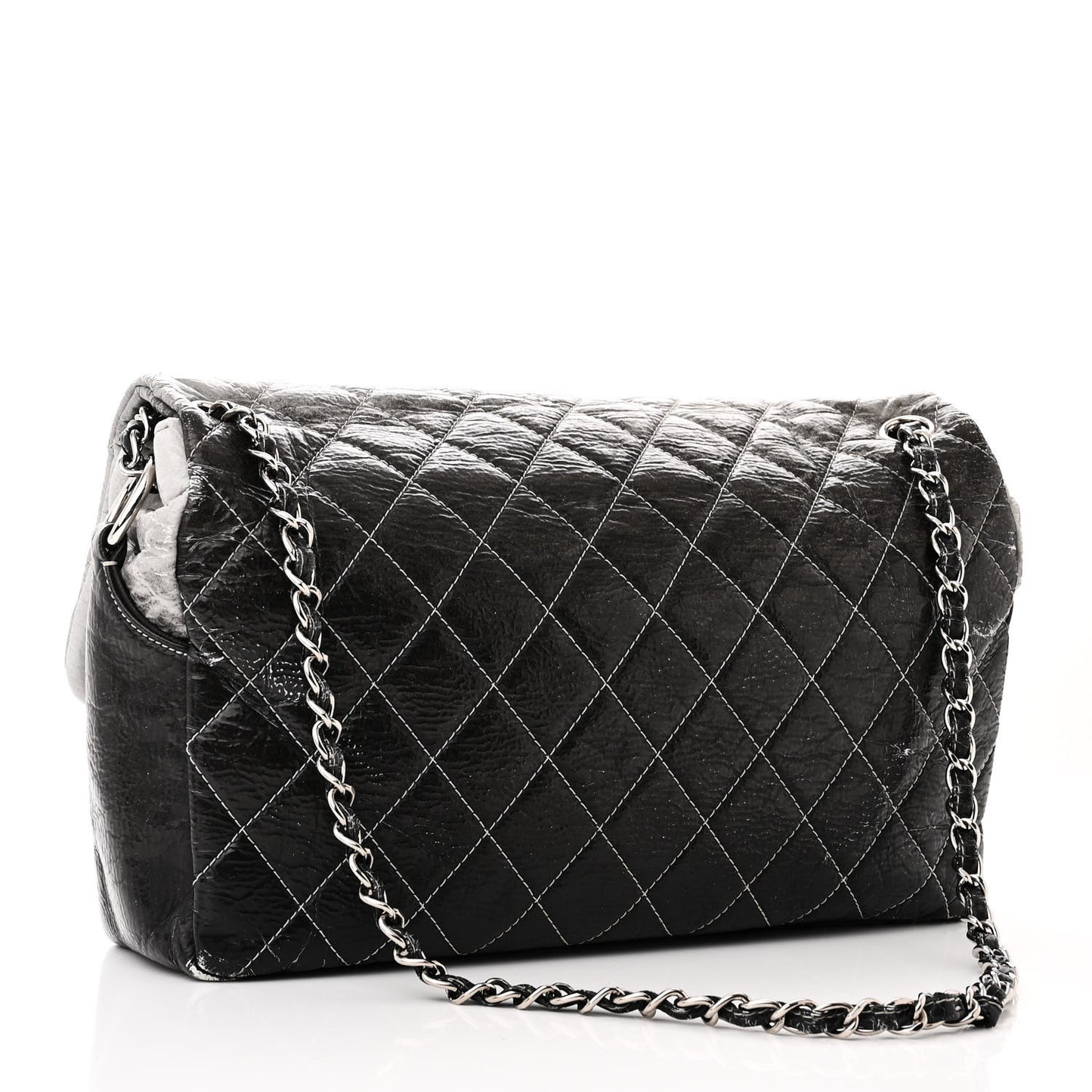 Vinyl Quilted Jumbo Melrose Degrade Flap Black