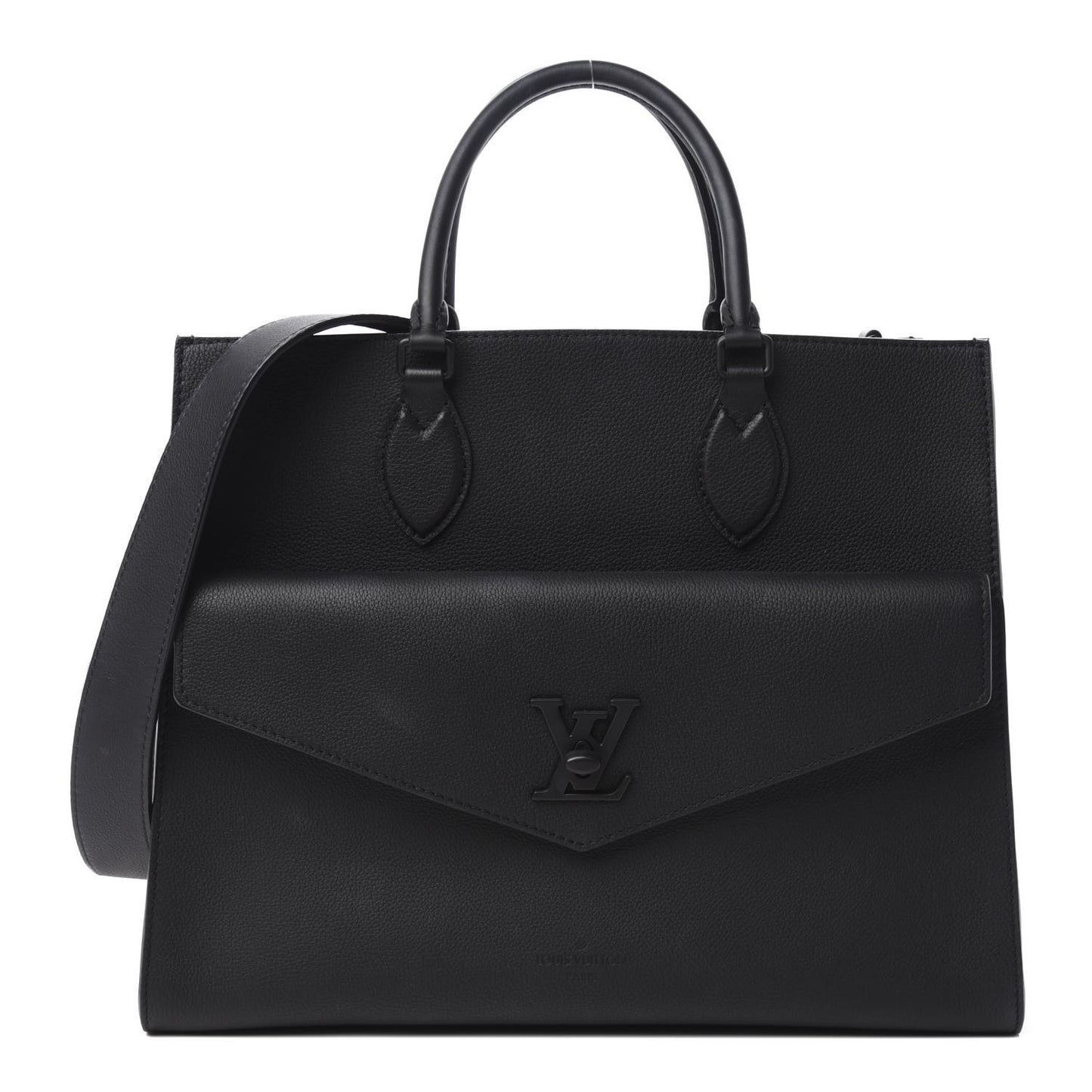 Soft Calfskin Lockme Tote MM Black
