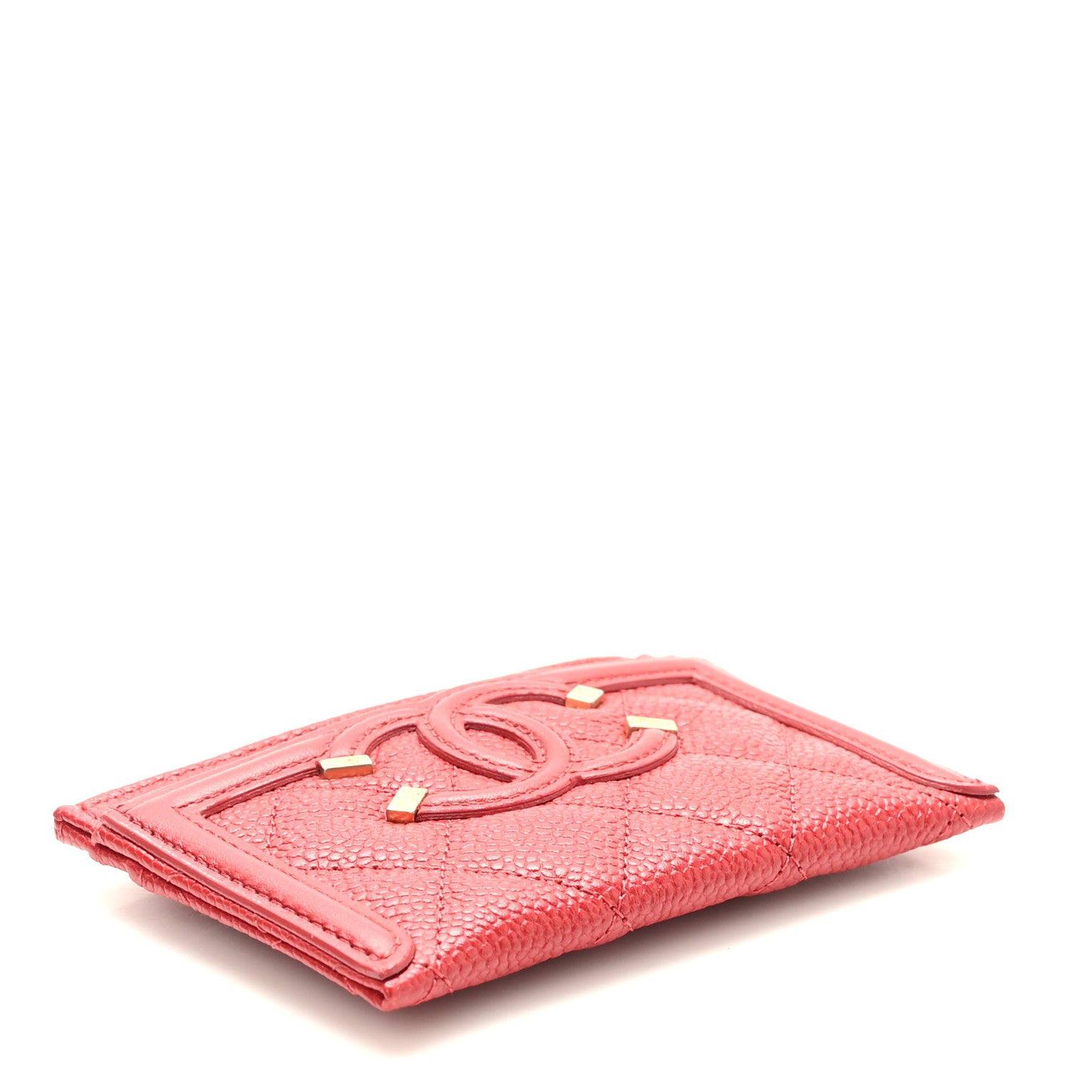 Chanel Caviar Quilted Filigree Card Holder Dark Red 4 of 10