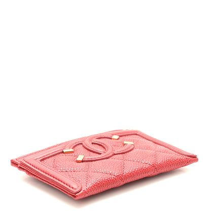 Chanel Caviar Quilted Filigree Card Holder Dark Red 4 of 10