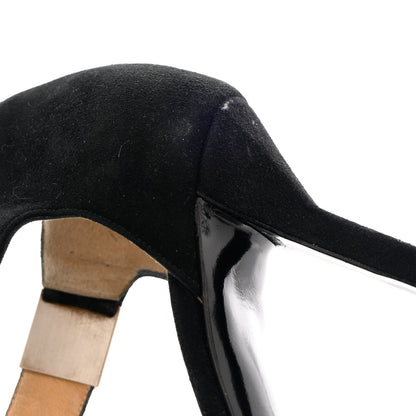 Chanel Suede CC Ankle Strap Pumps 37 Black 8 of 13