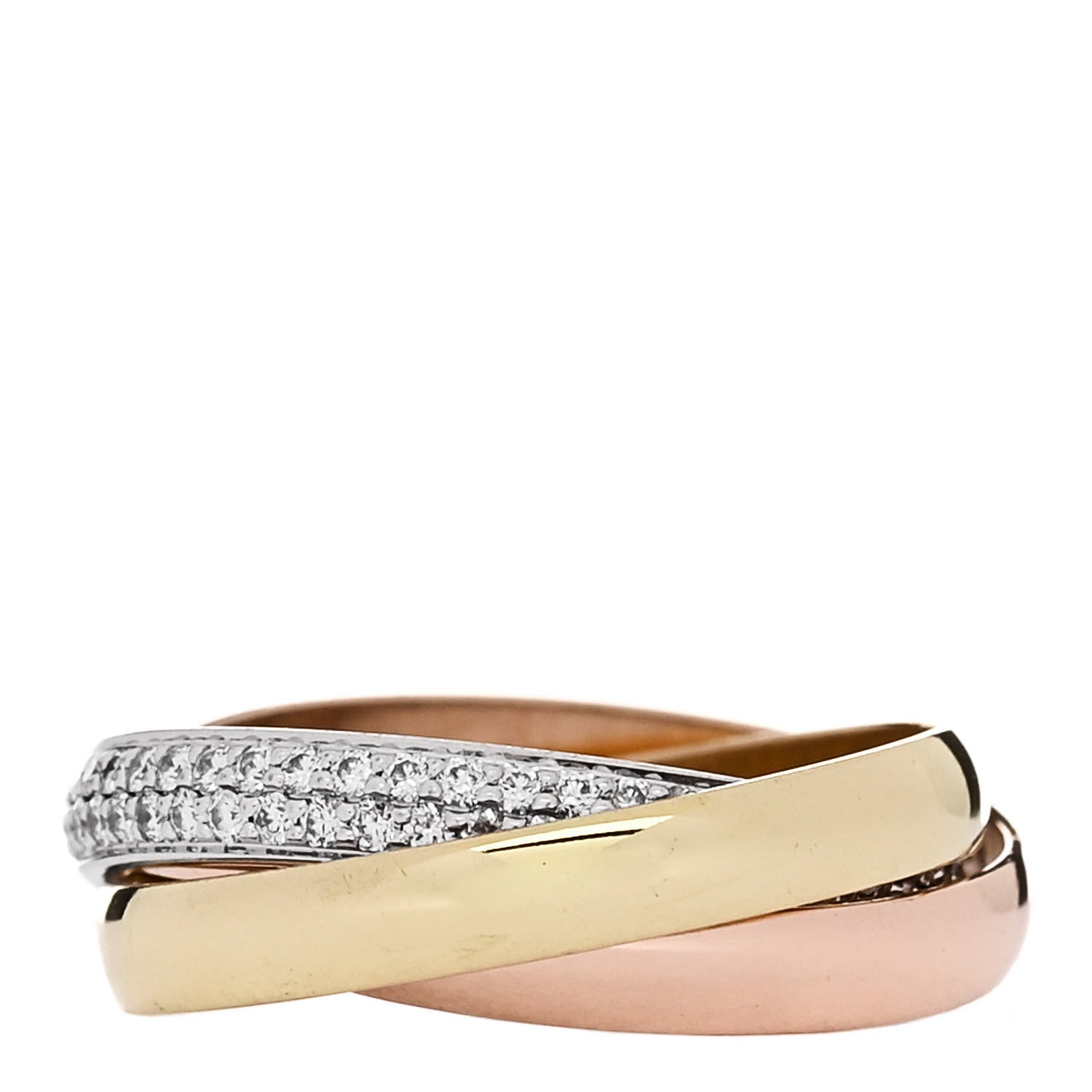 Cartier 18K White Yellow Pink Gold Diamond Small Trinity Paved Ring 50 5.25 3 of 7