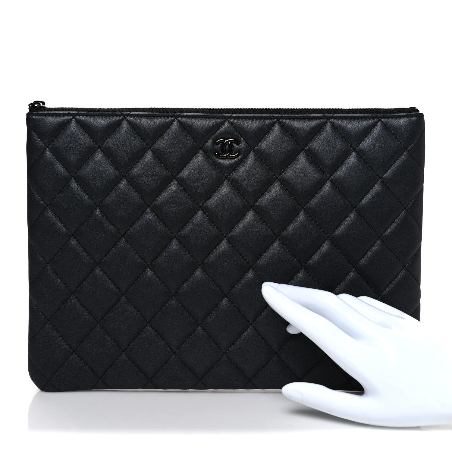 Chanel Pearly Lambskin Quilted Medium Cosmetic Case So Black 2 of 7