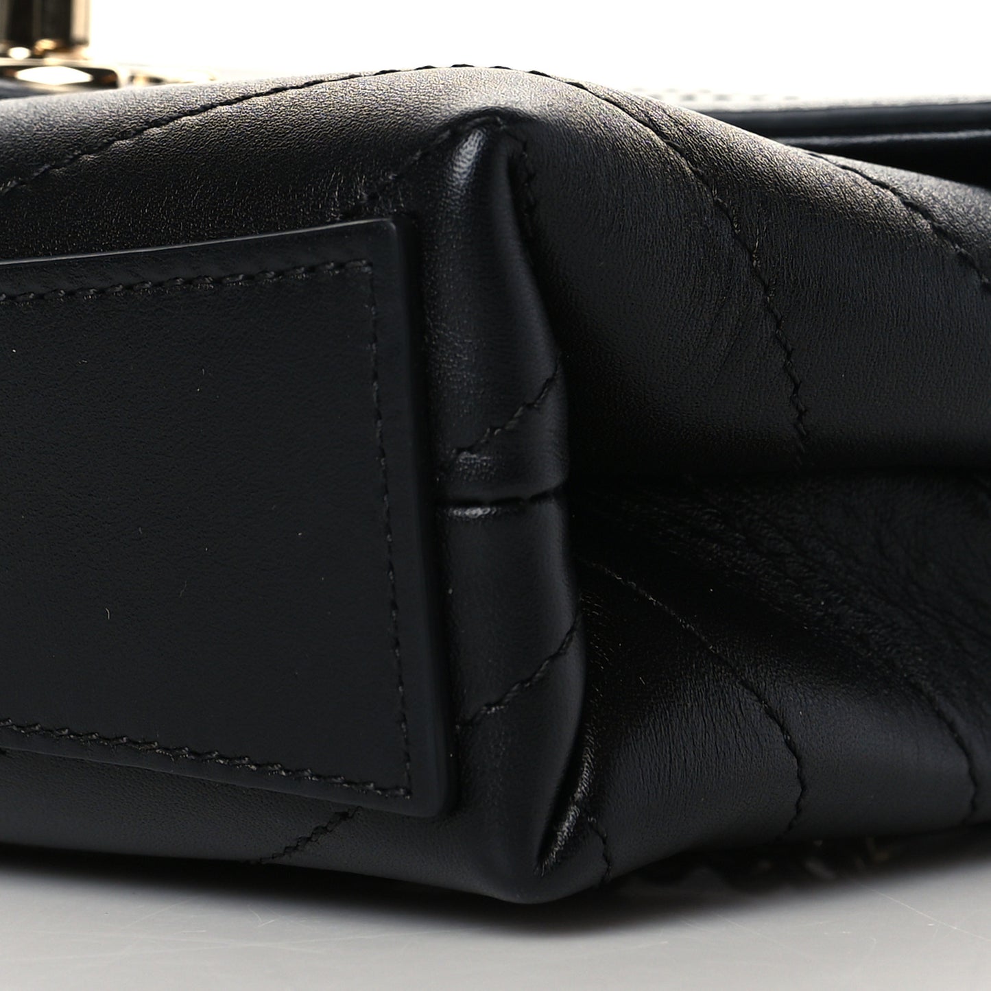Calfskin Chevron Stitched Waist Belt Bag Black