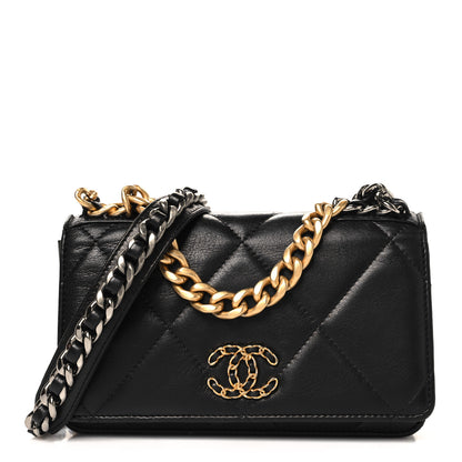 Chanel Lambskin Quilted Chanel 19 Wallet On Chain WOC Black 1 of 11