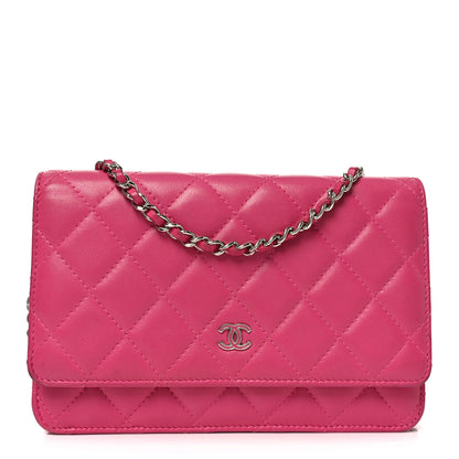 Chanel Lambskin Quilted Wallet On Chain WOC Dark Pink 1 of 21