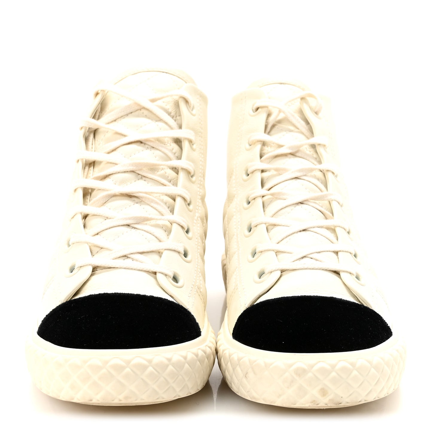 Calfskin High Top CC Sneakers 40 Ivory Black