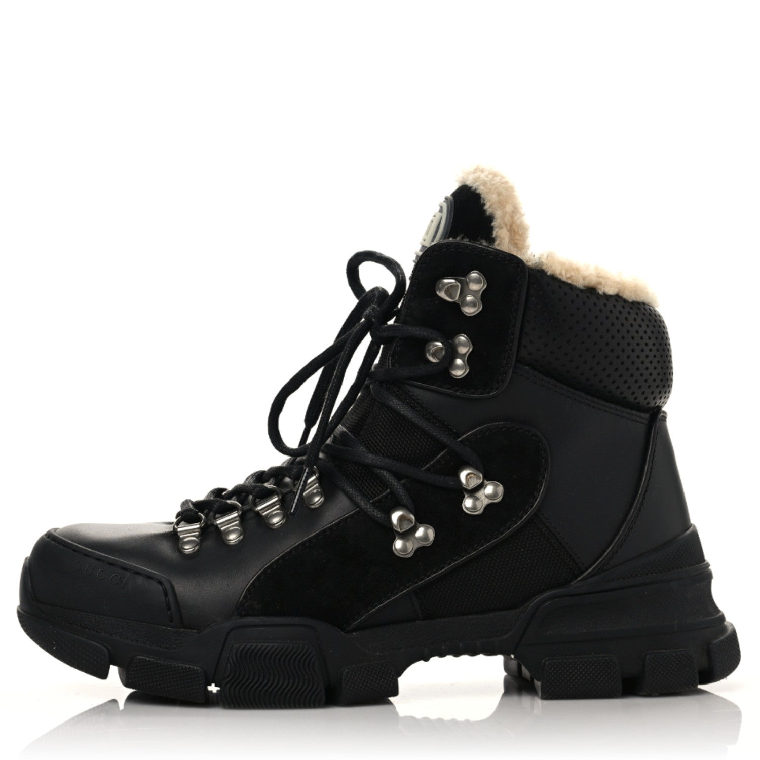 Gucci X SEGA Suede Shearling Calfskin GG Monogram Womens Flashtrek High-Top Sneakers 40 Black 1 of 9