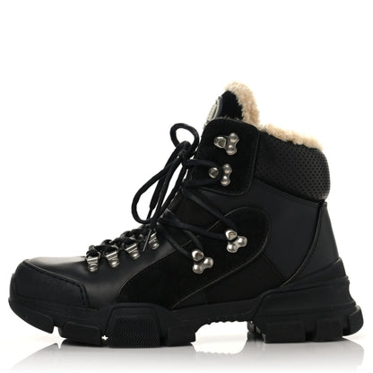 Gucci X SEGA Suede Shearling Calfskin GG Monogram Womens Flashtrek High-Top Sneakers 40 Black 1 of 9