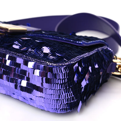 Fendi Sequin Paillettes Vitello Grace Sex and the City Baguette Viola Purple Rain 9 of 10