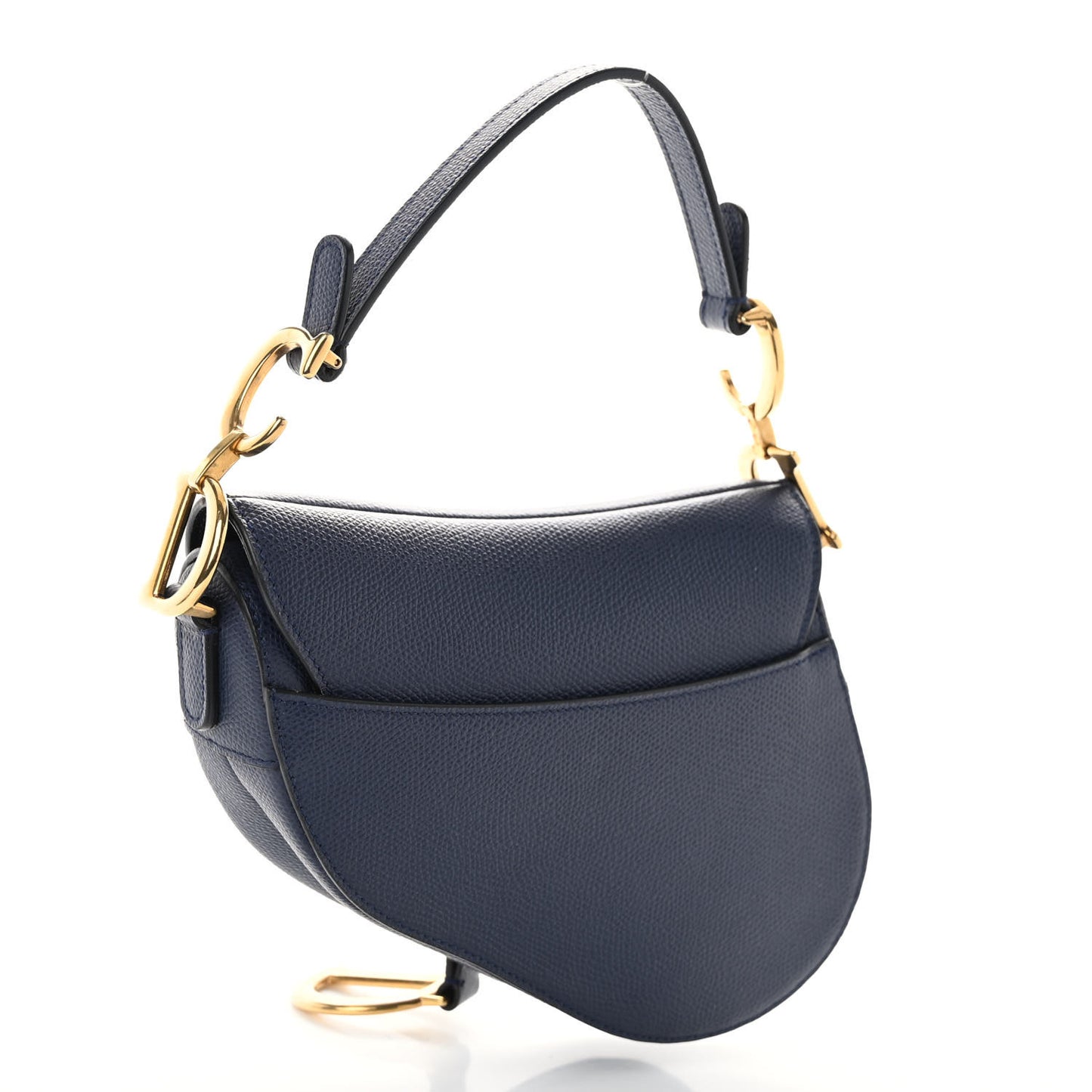 Grained Calfskin Mini Saddle Bag Navy