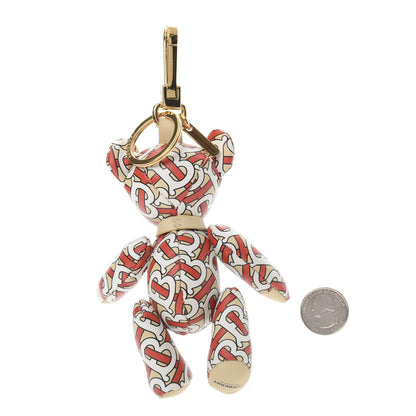 Burberry Calfskin Print Monogram Thomas Bear Bag Charm Beige Red 2 of 4