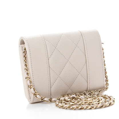 Chanel Caviar Quilted Vintage Mademoiselle Card Holder On Chain White 3 of 11
