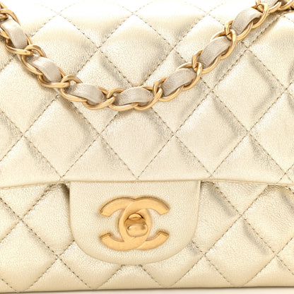 Chanel Metallic Lambskin Quilted Mini Rectangular Flap Gold 8 of 11