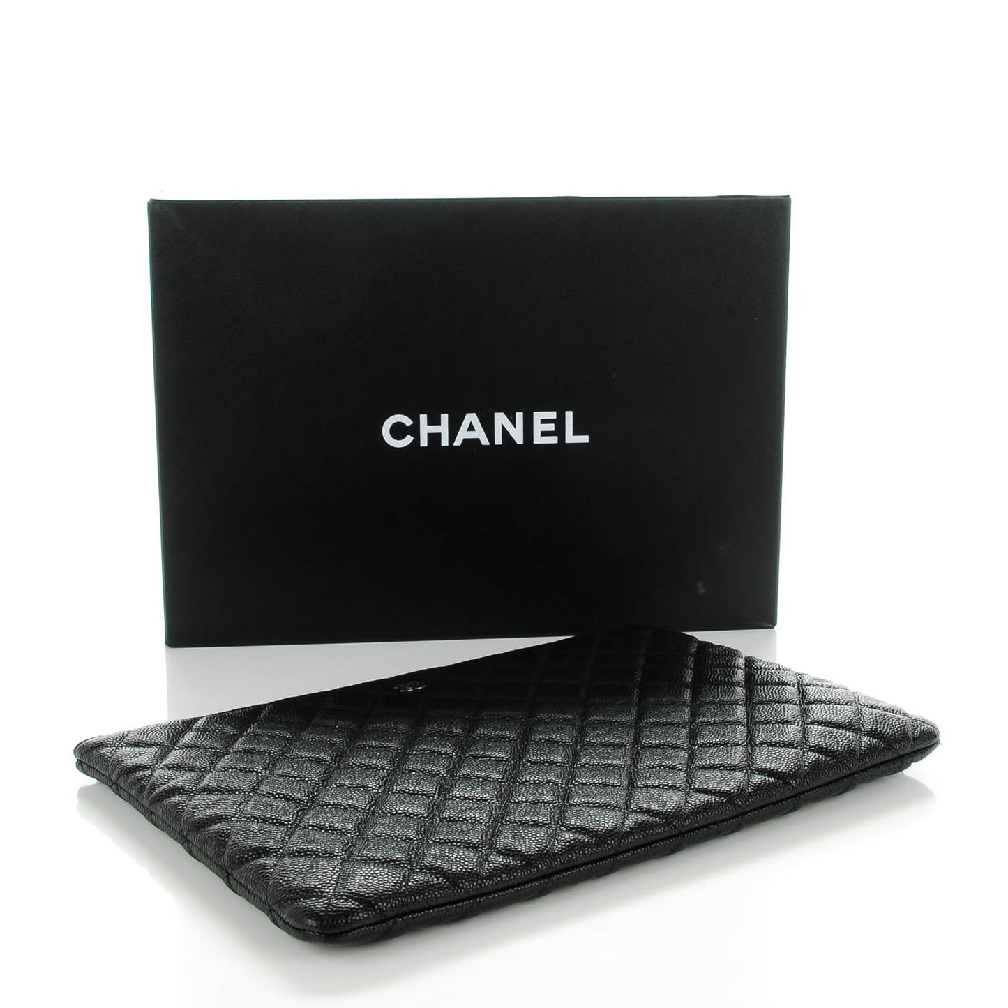 Caviar Quilted Large Cosmetic Case Black