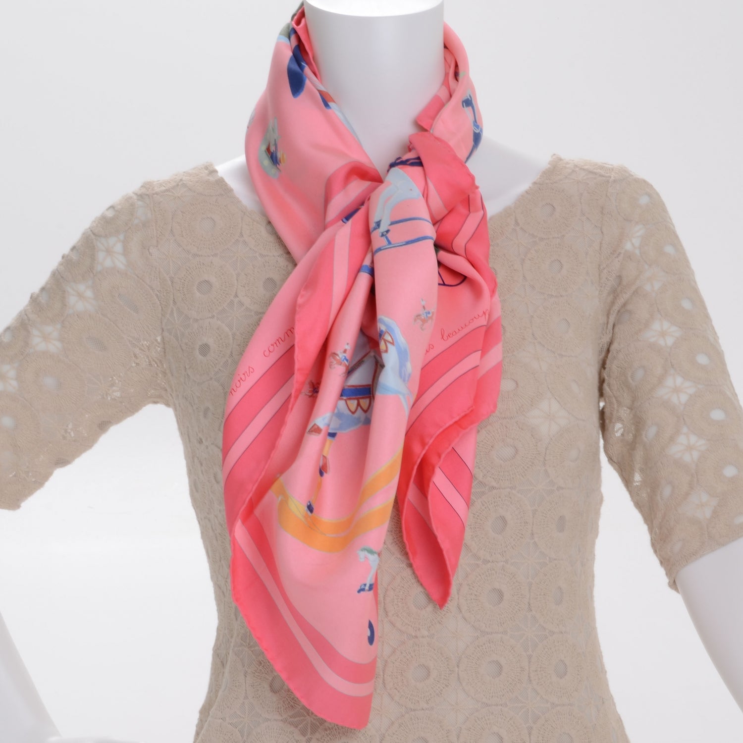 Hermes Silk Raconte Moi le Cheval Scarf 90 10 of 10