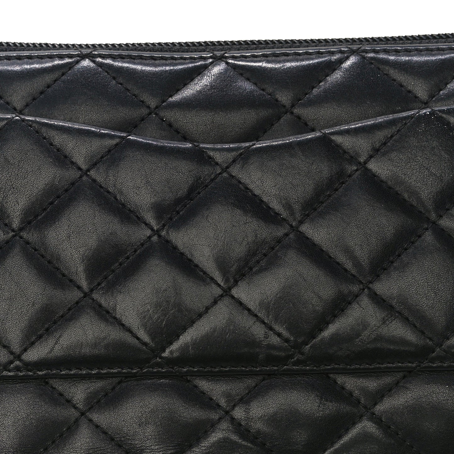 Calfskin Cambon Zip Around Organizer Wallet Black