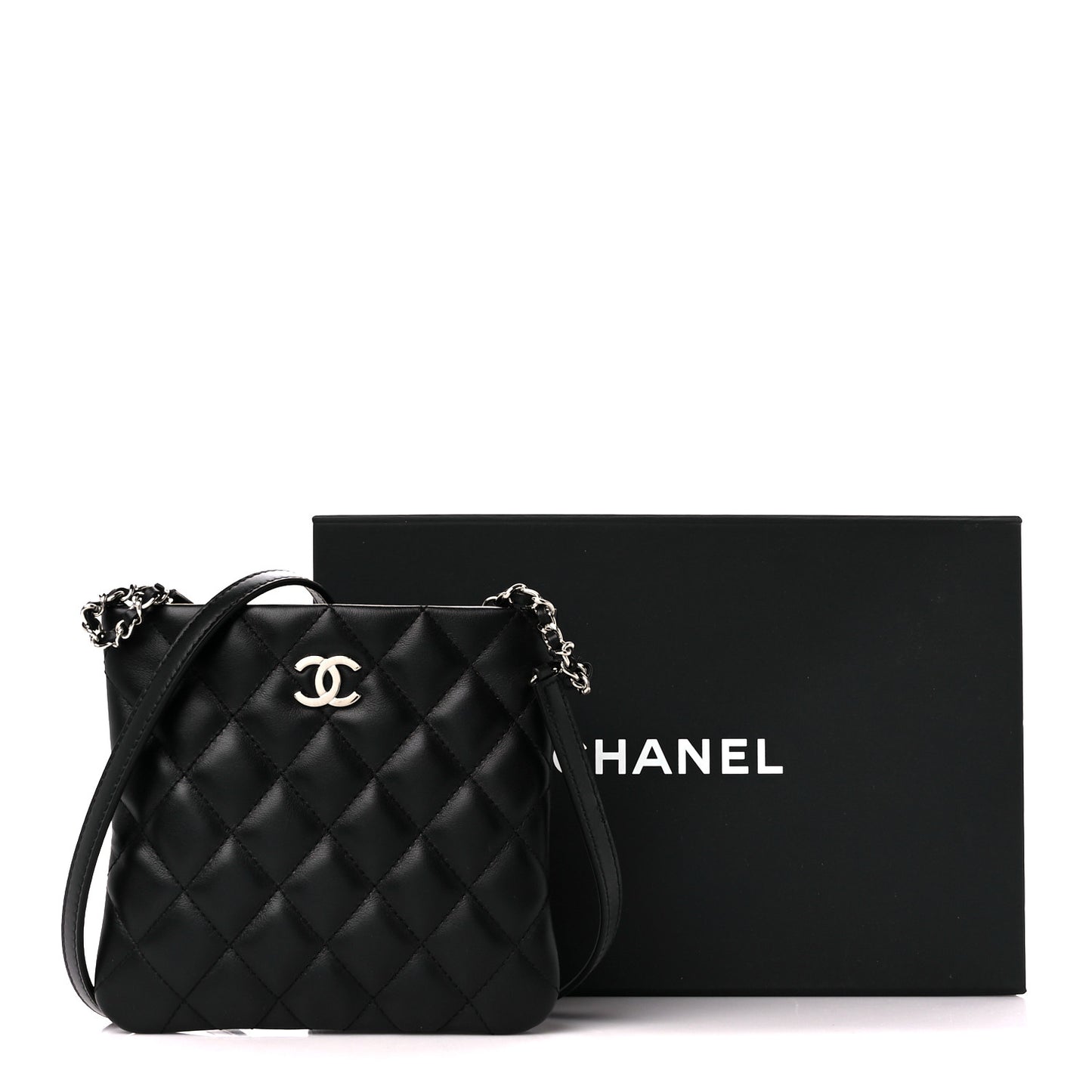 Lambskin Quilted Crossbody Bag Black