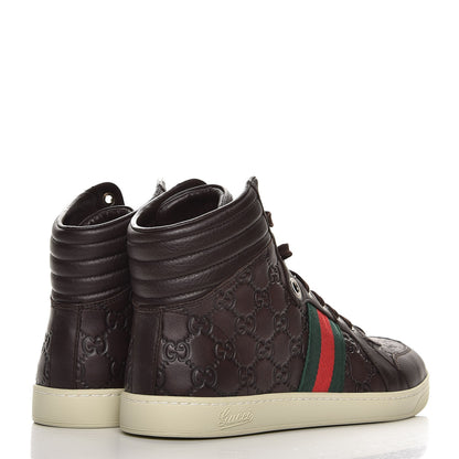 Gucci Guccissima Web Mens High Top Sneakers 10 Chocolate 4 of 9