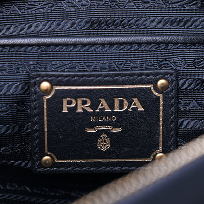 Prada Tessuto Nylon Soft Calfskin Shopping Satchel Black 6 of 9