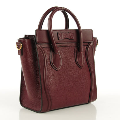 Celine Smooth Calfskin Goatskin Nano Luggage Burgundy 4 of 16