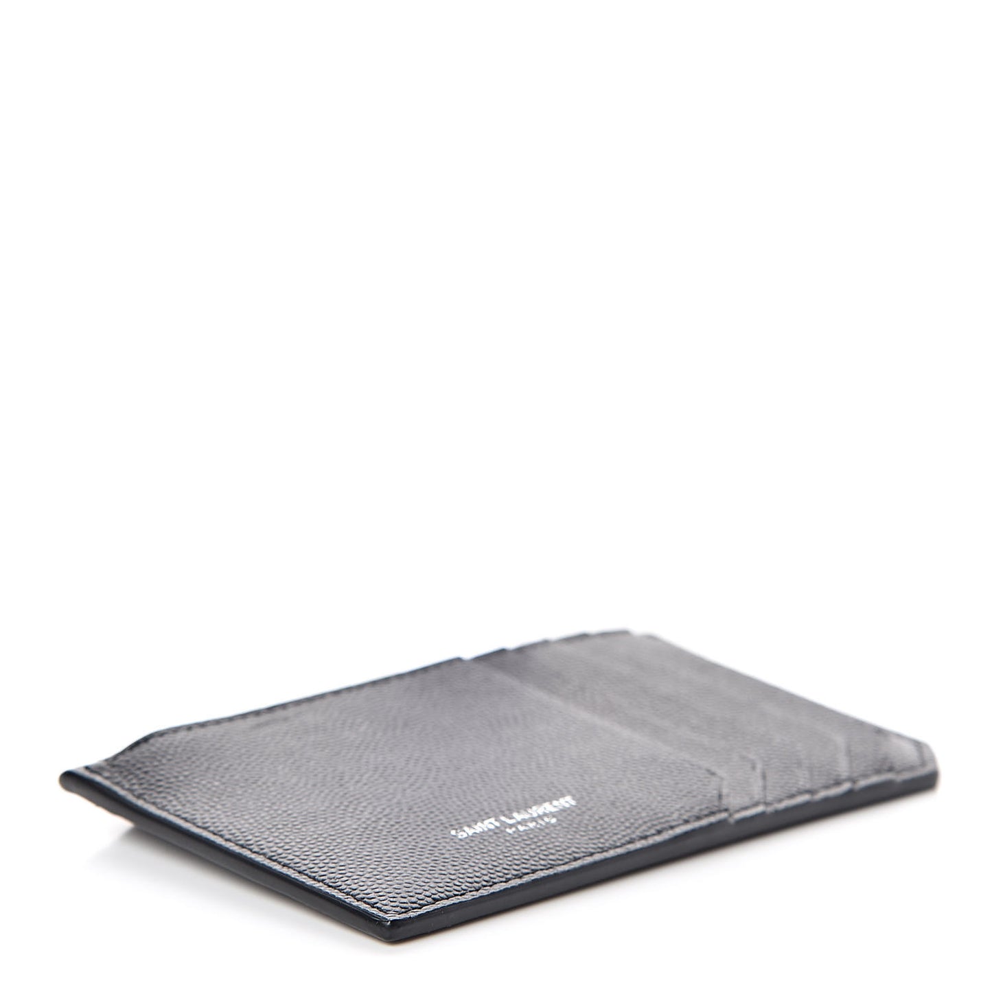 Grained Calfskin 5 Fragments Zip Pouch Card Holder Black