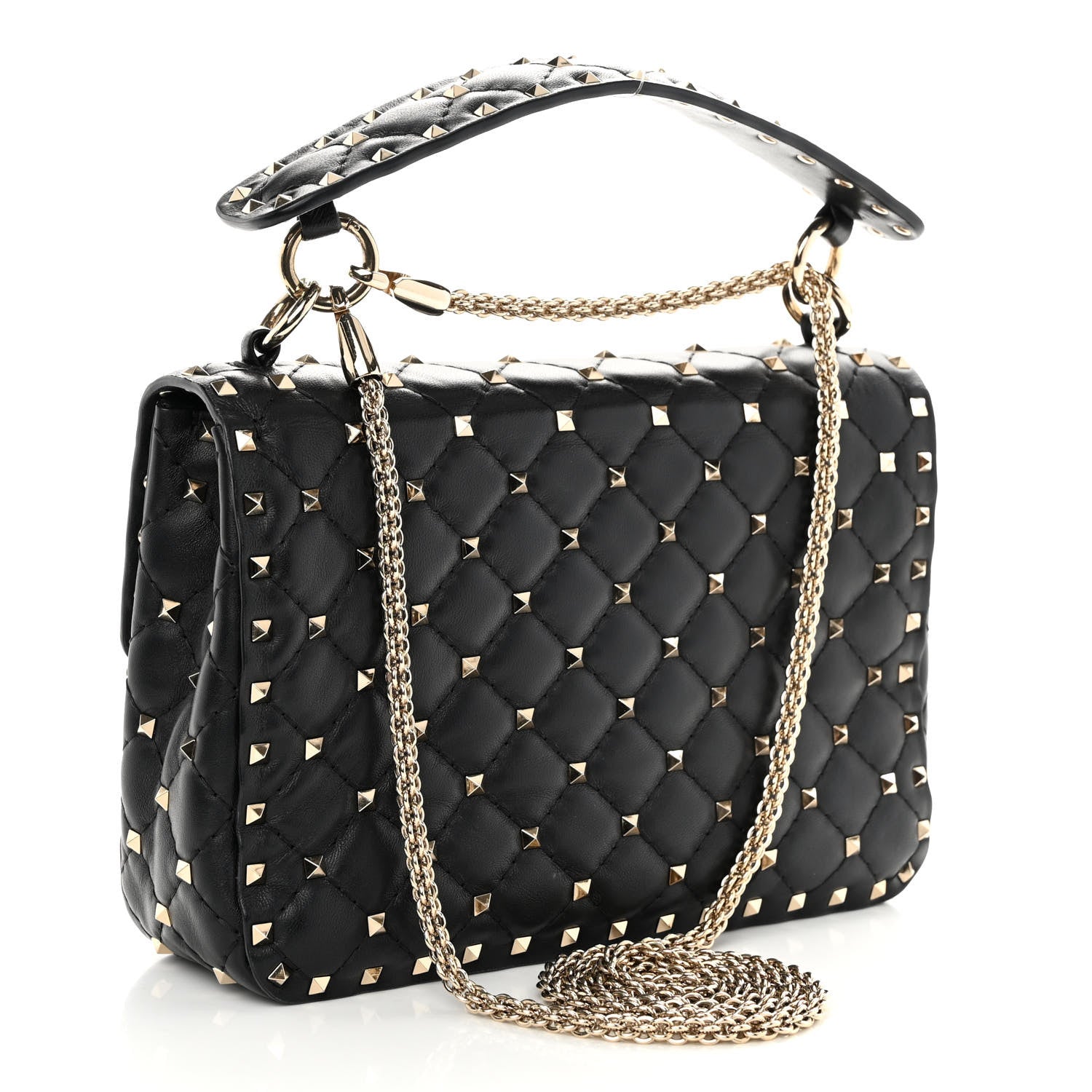 Valentino Garavani Lambskin Medium Rockstud Spike Shoulder Bag Black 3 of 10