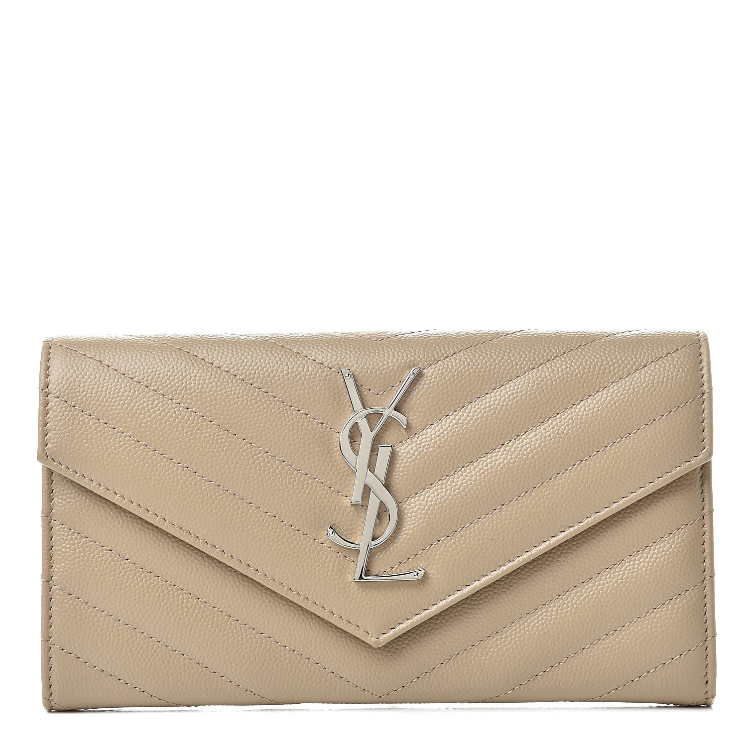 Saint Laurent Grain De Poudre Matelasse Chevron Monogram Flap Wallet Famme 1 of 8