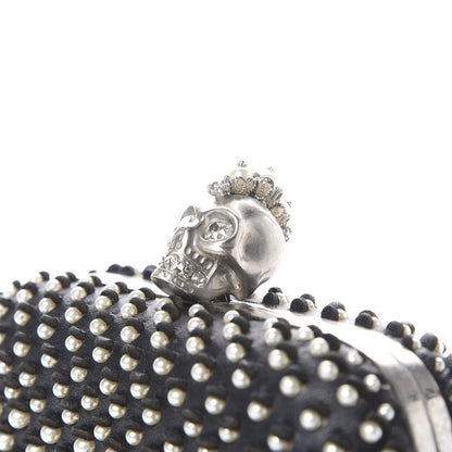 Alexander McQueen Pearl Embellished Calfskin Skull Box Clutch Black 8 of 9