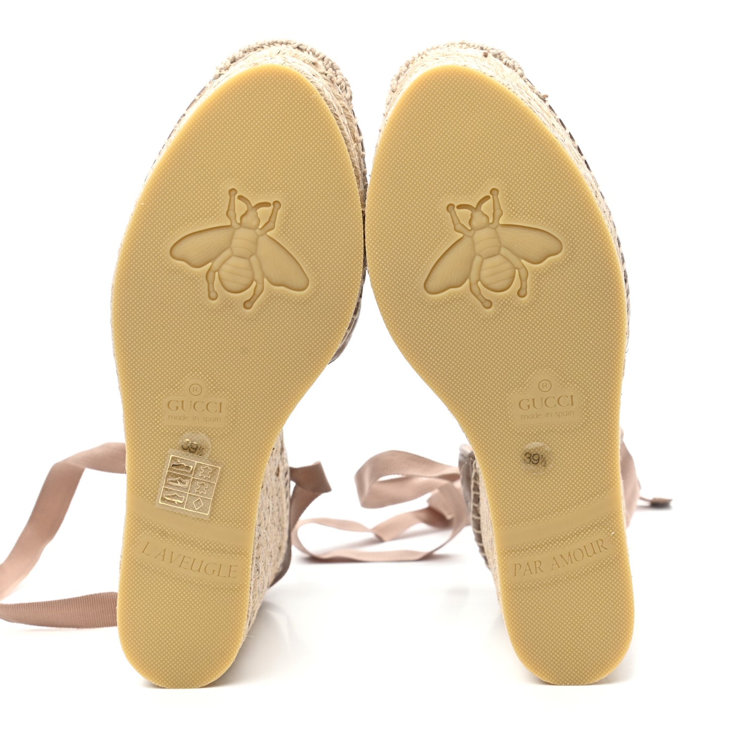 Nappa Matelasse GG Marmont Ankle Wrap Platform 35/120mm Espadrille Wedges 39.5 Porcelain Rose