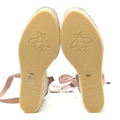 Gucci Nappa Matelasse GG Marmont Ankle Wrap Platform 35/120mm Espadrille Wedges 39.5 Porcelain Rose 5 of 11