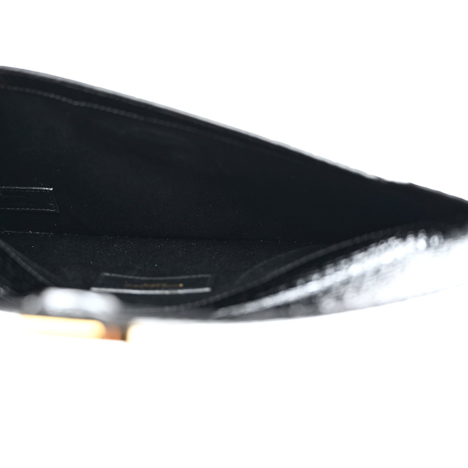 Saint Laurent Calfskin Crocodile Embossed Uptown Monogram Clutch Black 5 of 7