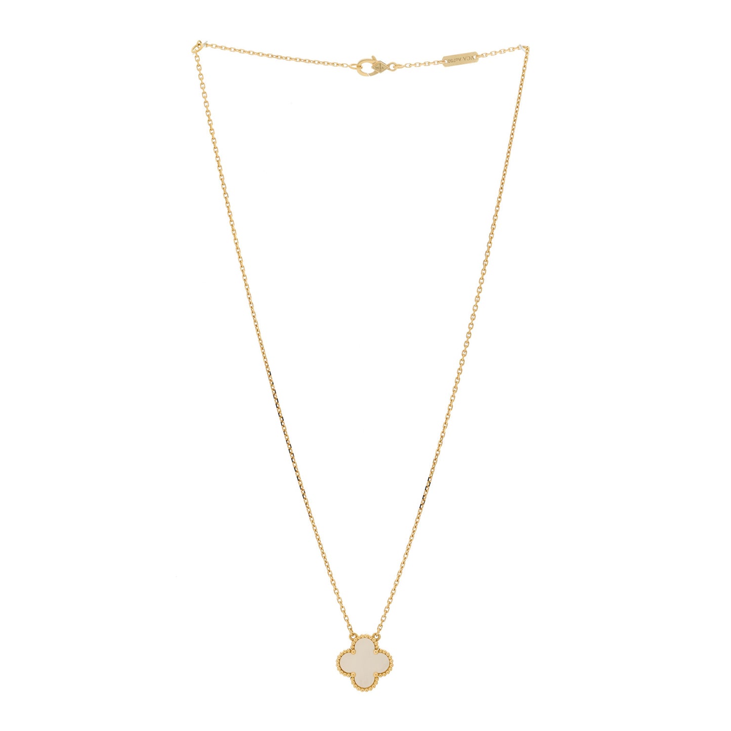 18K Yellow Gold Mother of Pearl Vintage Alhambra Pendant Necklace