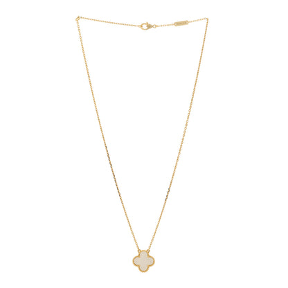 Van Cleef & Arpels 18K Yellow Gold Mother of Pearl Vintage Alhambra Pendant Necklace 3 of 6